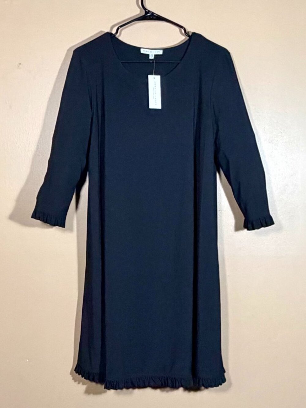 Annalee + Hope Black Ruffle Sleeve Shift Dress 3/4 Sleeve